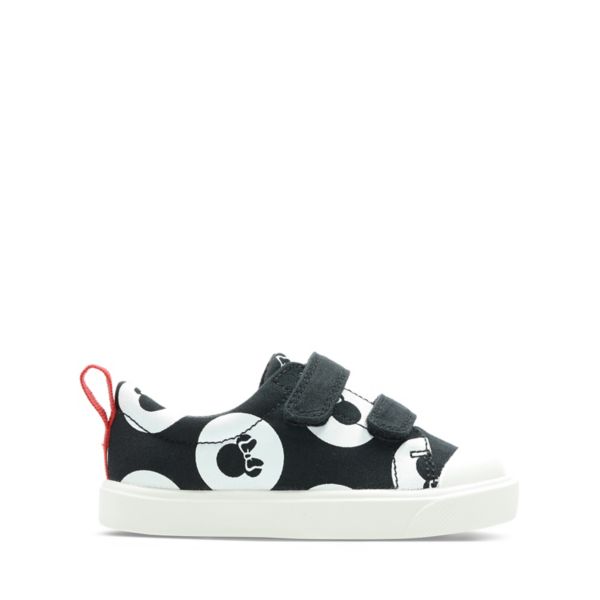 Clarks Girls City Polka Lo Toddler Canvas Black | USA-5234617